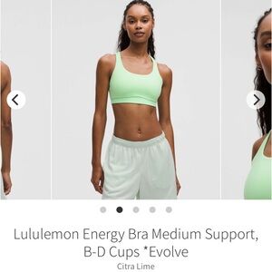 Lululemon Energy Bra Medium Support, B-D Cups *Evolve
Citra Lime XL